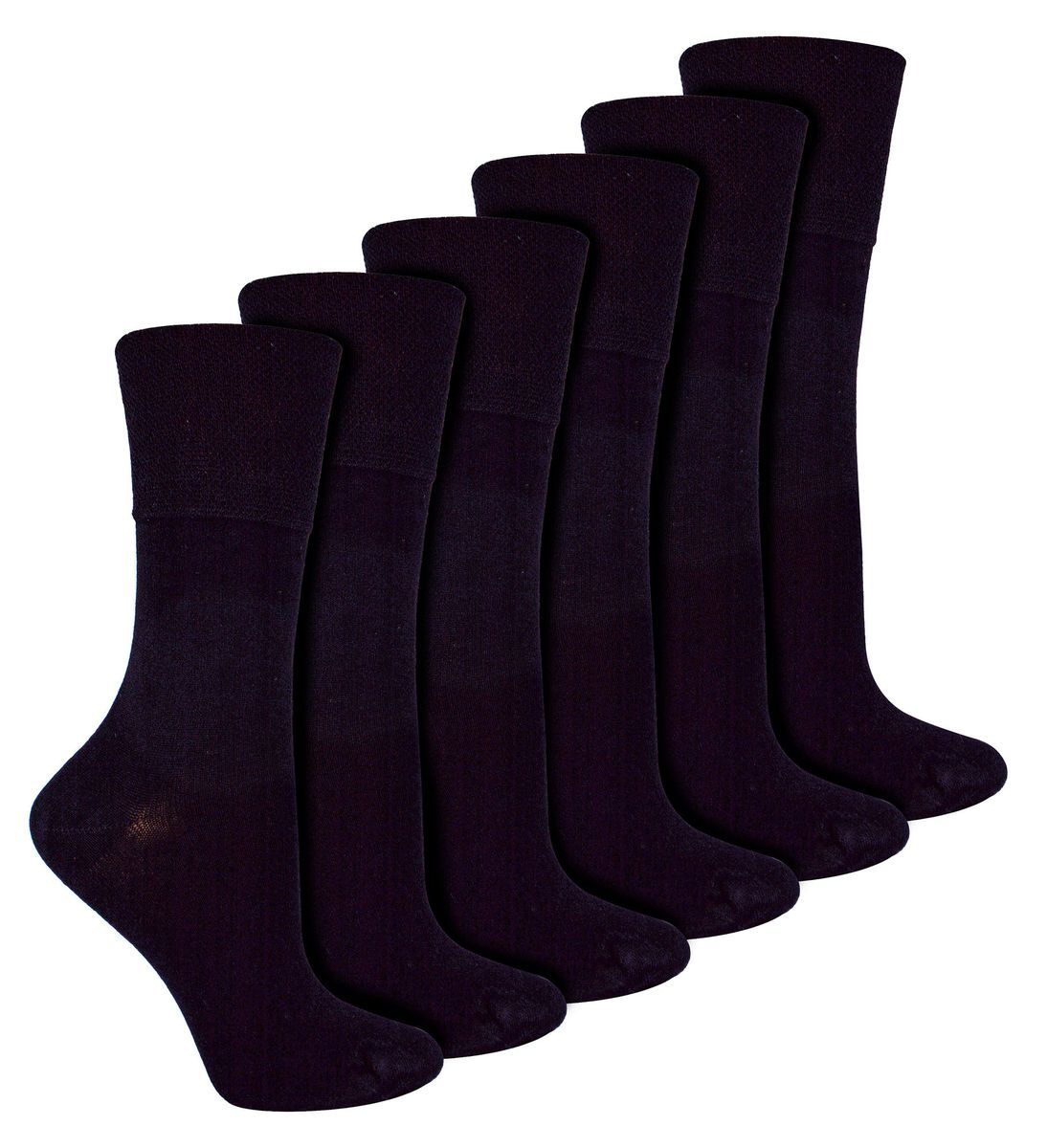 IOMI - 6 Pack Damen Diabetiker Bambus Socken | Extra breite nahtlose lockere nicht elastische Socken für Frauen - Schwarz