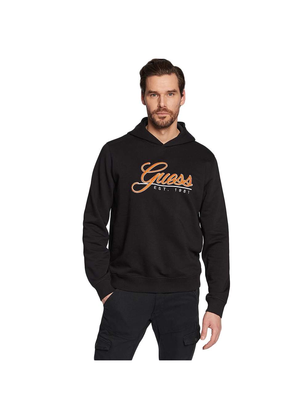 Guess schwarzer Hoodie mit Logo