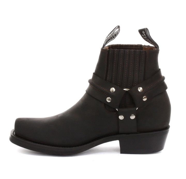Western-Lederstiefel mit Harness-Detail