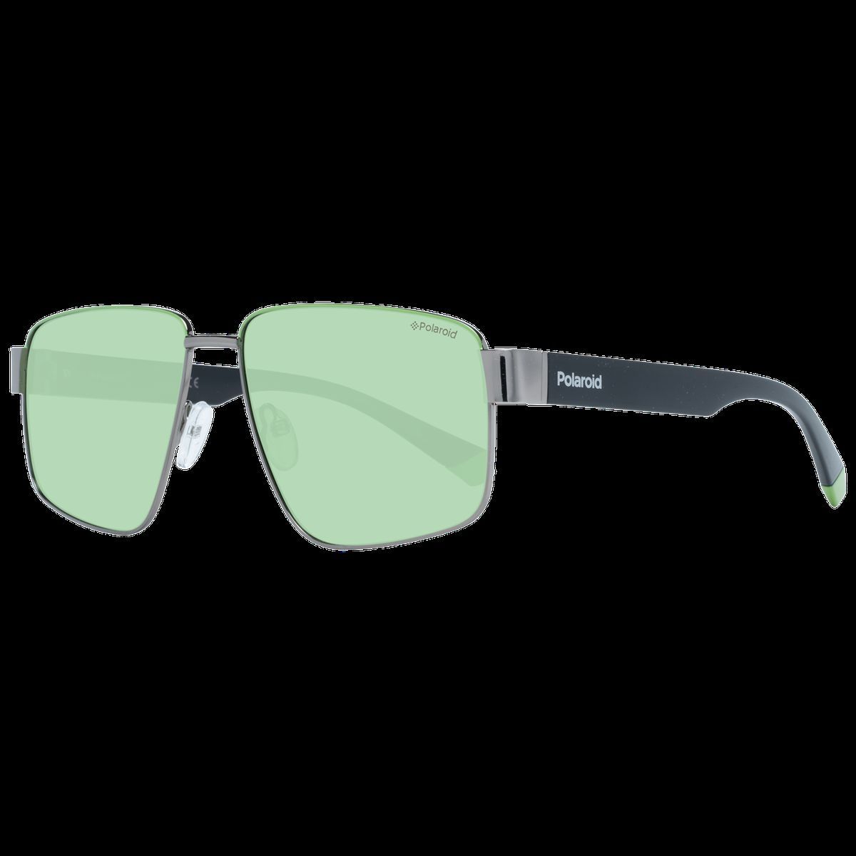 Eckige Pilotenbrille mit grünen Gläsern