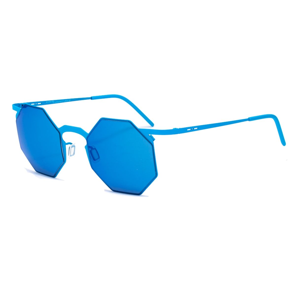 Geometrische achteckige blaue Metallsonnenbrille