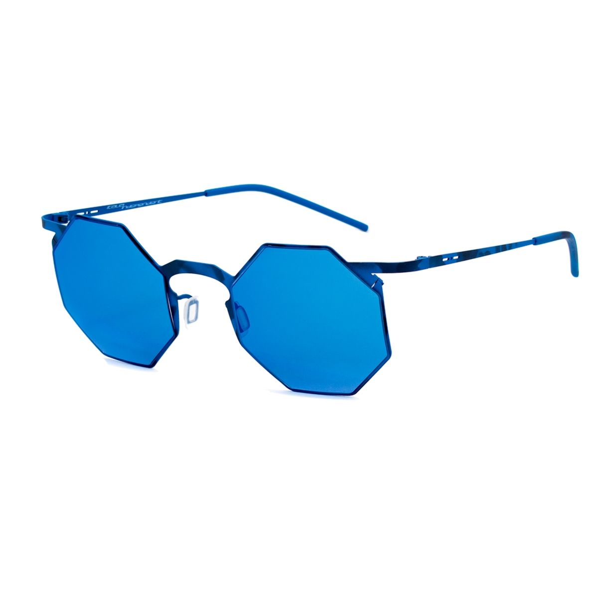 Geometrische achteckige blaue Metallsonnenbrille
