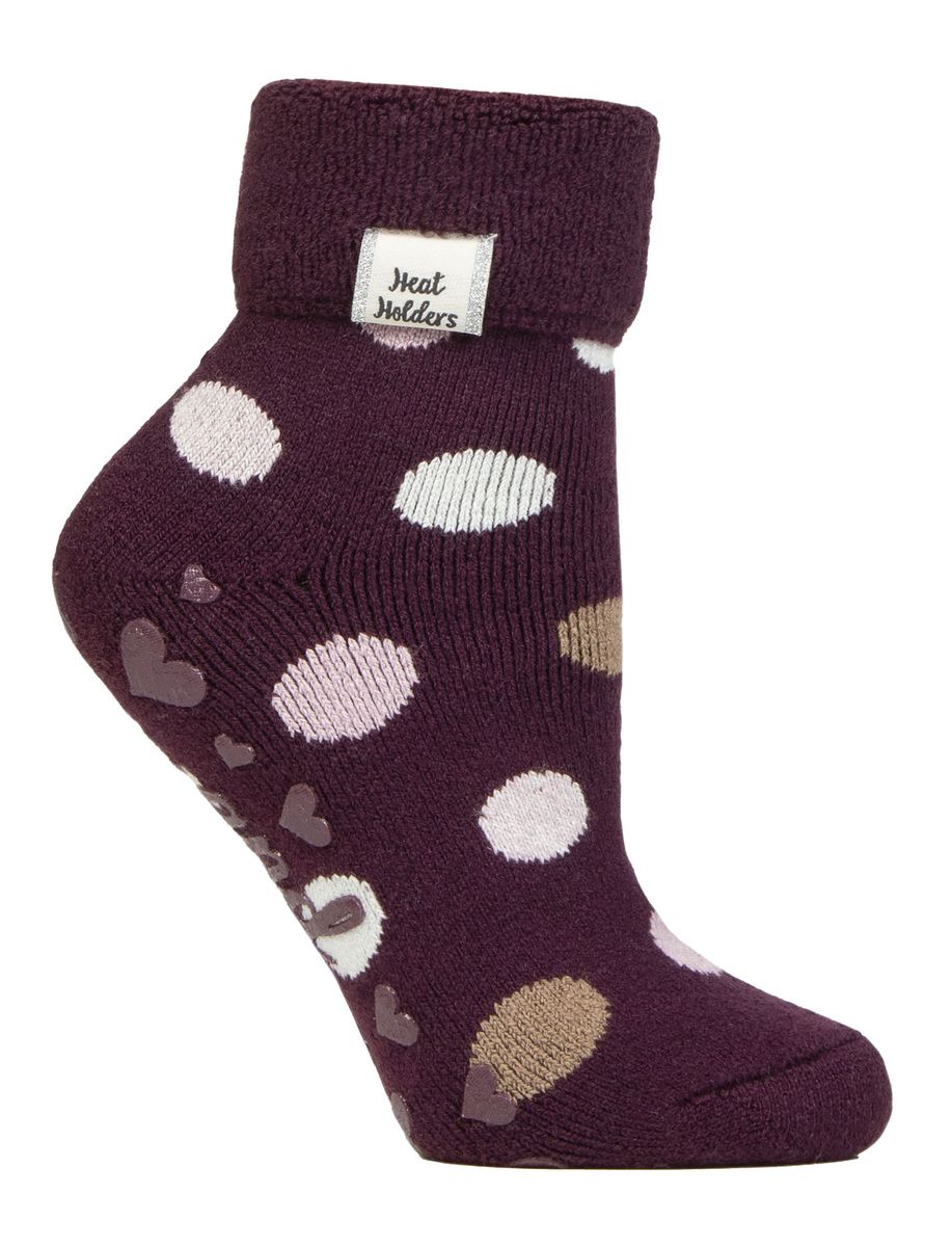Damen Kuschelsocken mit Umschlagbündchen | Wärmehalter | Warme flauschige Lounge-Socken für den Winter - Cabernet Dots