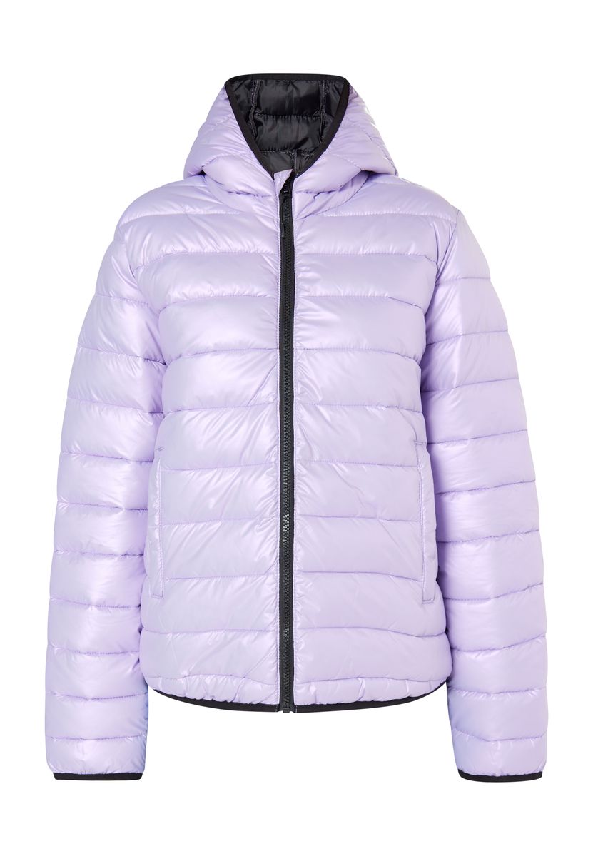Glänzende Steppjacke mit Kapuze