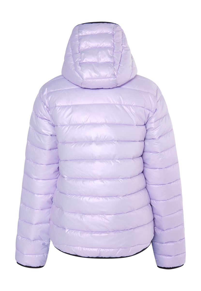 Glänzende gesteppte Pufferjacke mit Kapuze