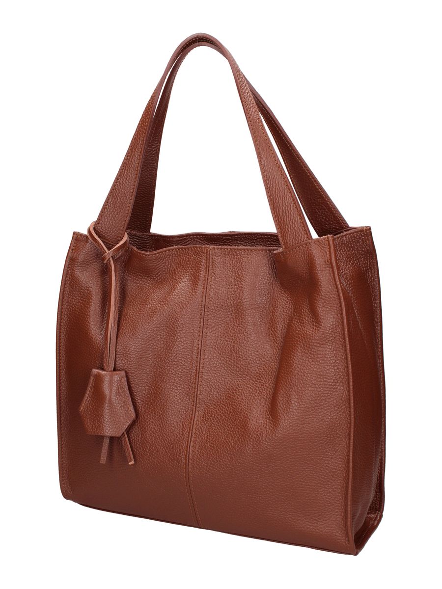 Große Schultertasche aus genarbtem Leder
