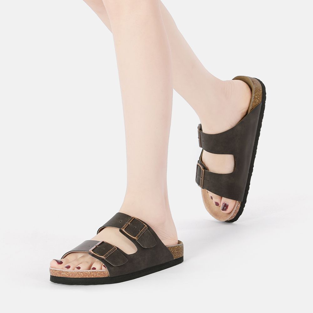 Doppel-Schnallen-Sandalen aus geöltem Leder