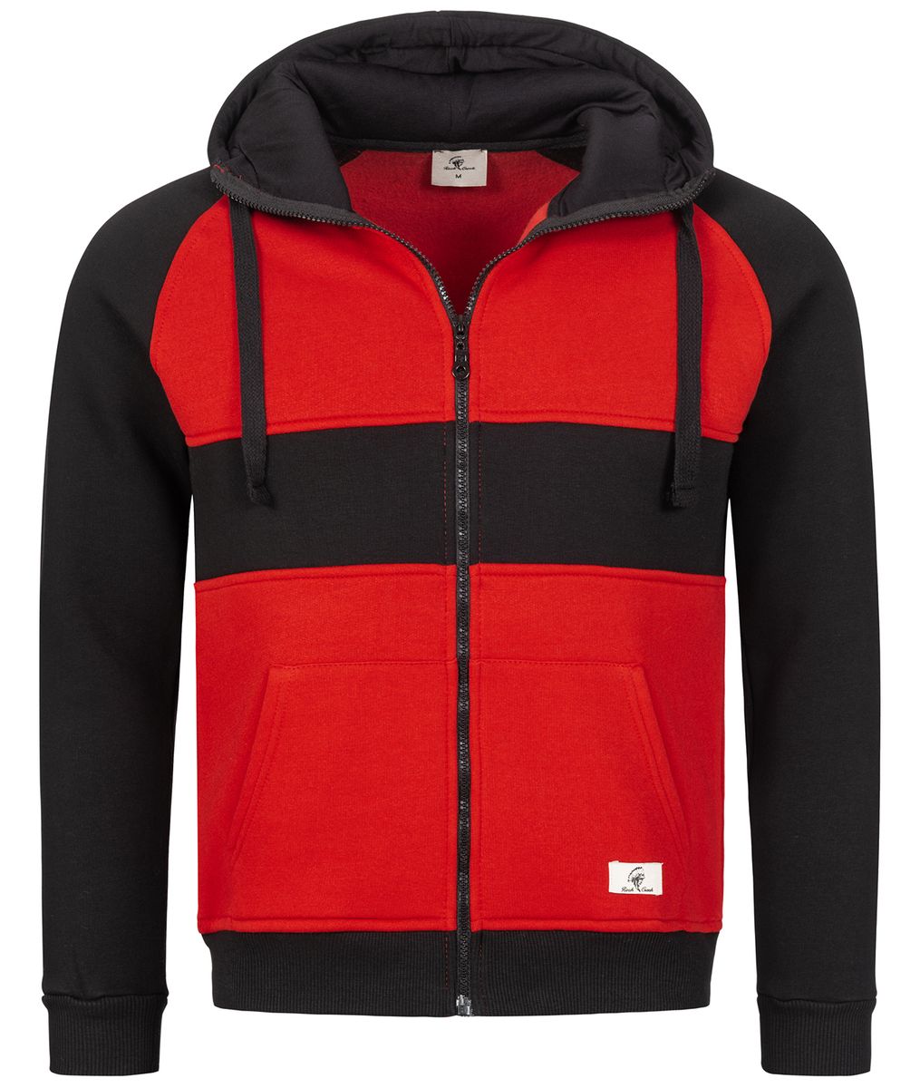 Farbblock-Kapuzenpullover mit Reißverschluss