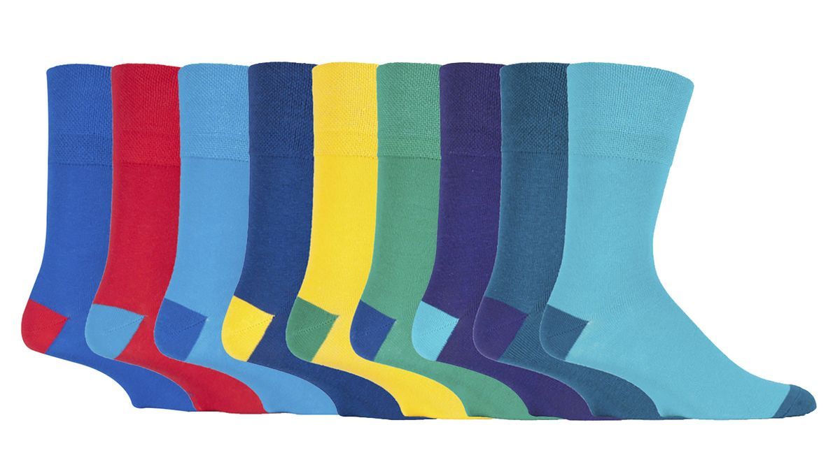Gentle Grip - 9 Paar nicht elastische Socken aus weicher Baumwolle mit losem Oberteil für Herren - Colourburst Mix 2