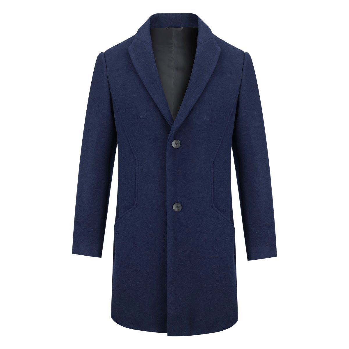 Herren Lang Slim Fit Winter Warm Business Wollmantel Blau