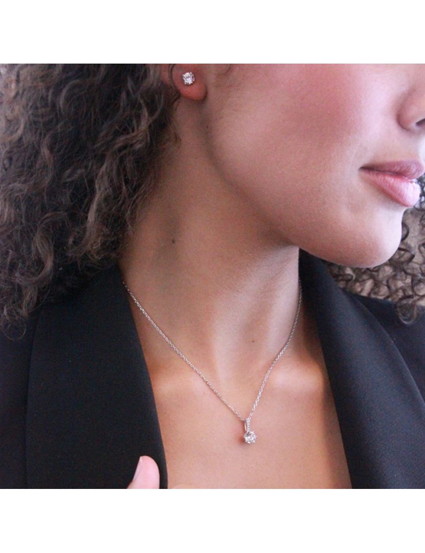 Eleganter Kristall-Solitär-Anhänger mit Kette