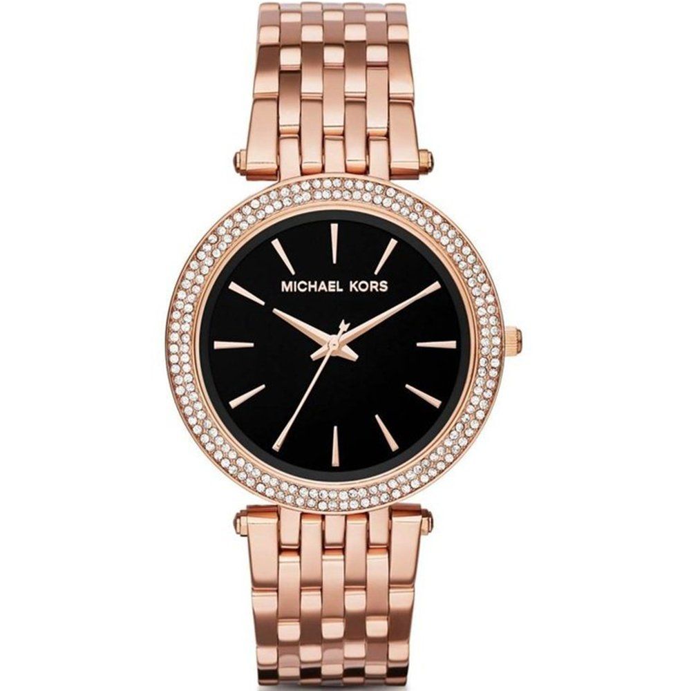 Elegante Roségold Kristall Lünette Uhr