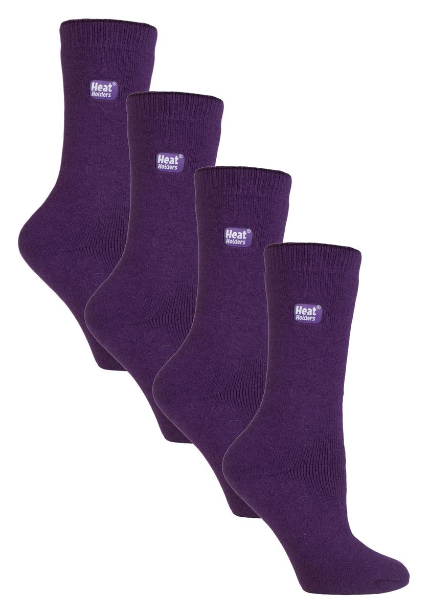 Heat Holders Ultra Lite - 4 Paar Multipack Damen Thermosocken | Ultra dünne warme Socken für Kleid Socken im Winter - lila