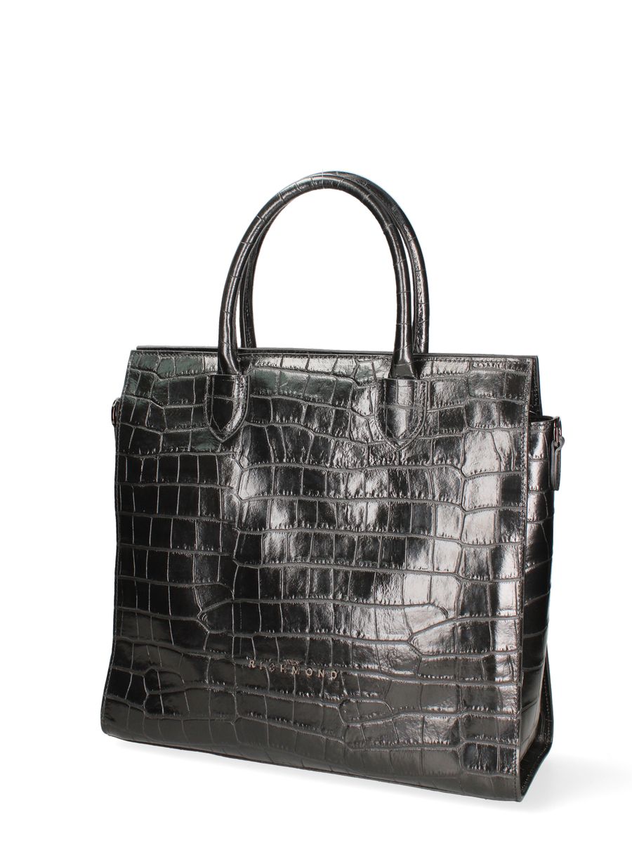 Strukturierte Ledertasche mit Kroko-Prägung