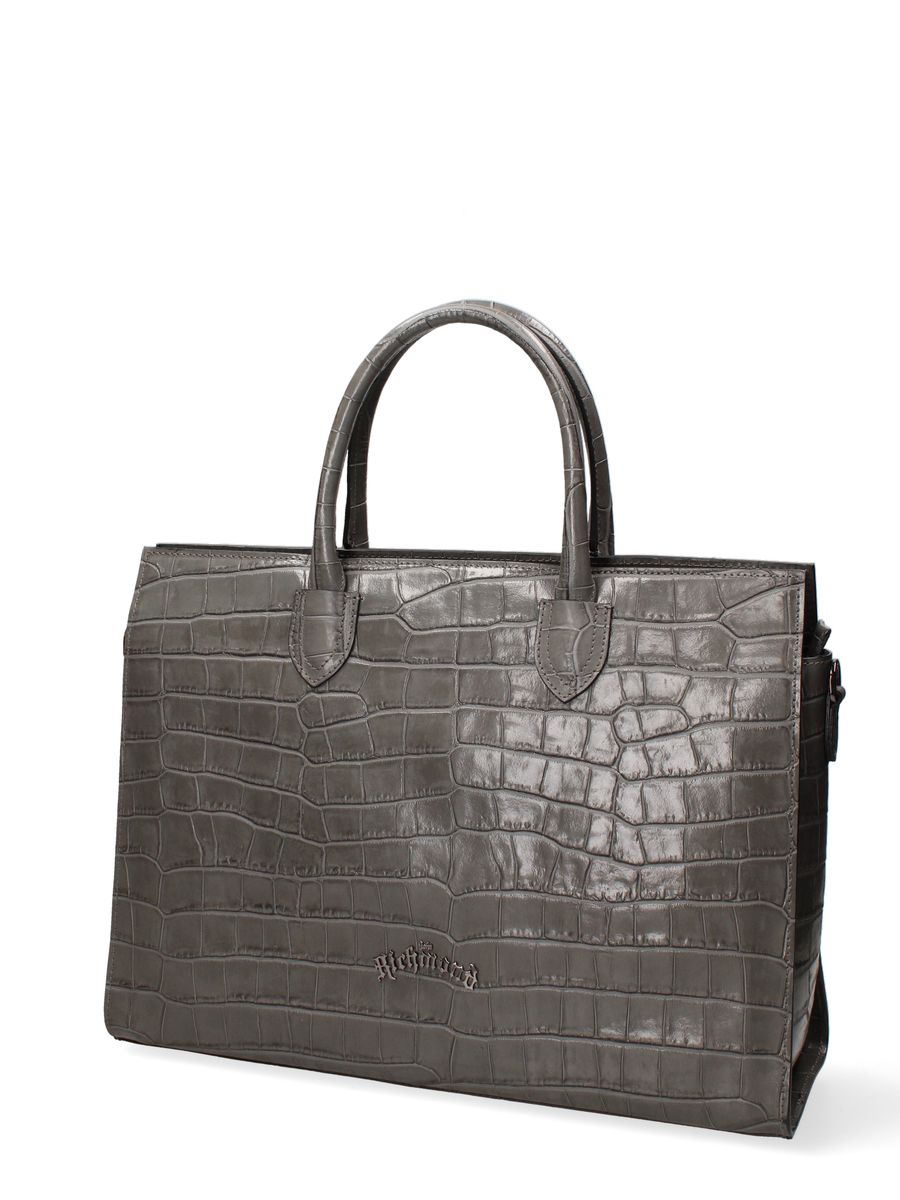 Strukturierte Ledertasche mit Kroko-Prägung