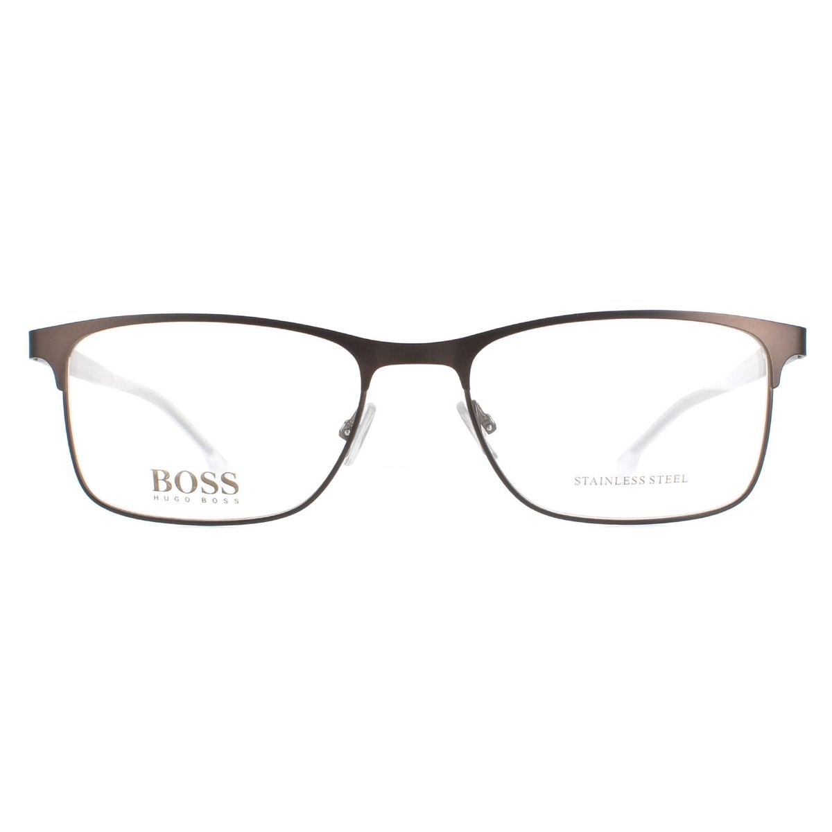Mattbraune rechteckige Brille