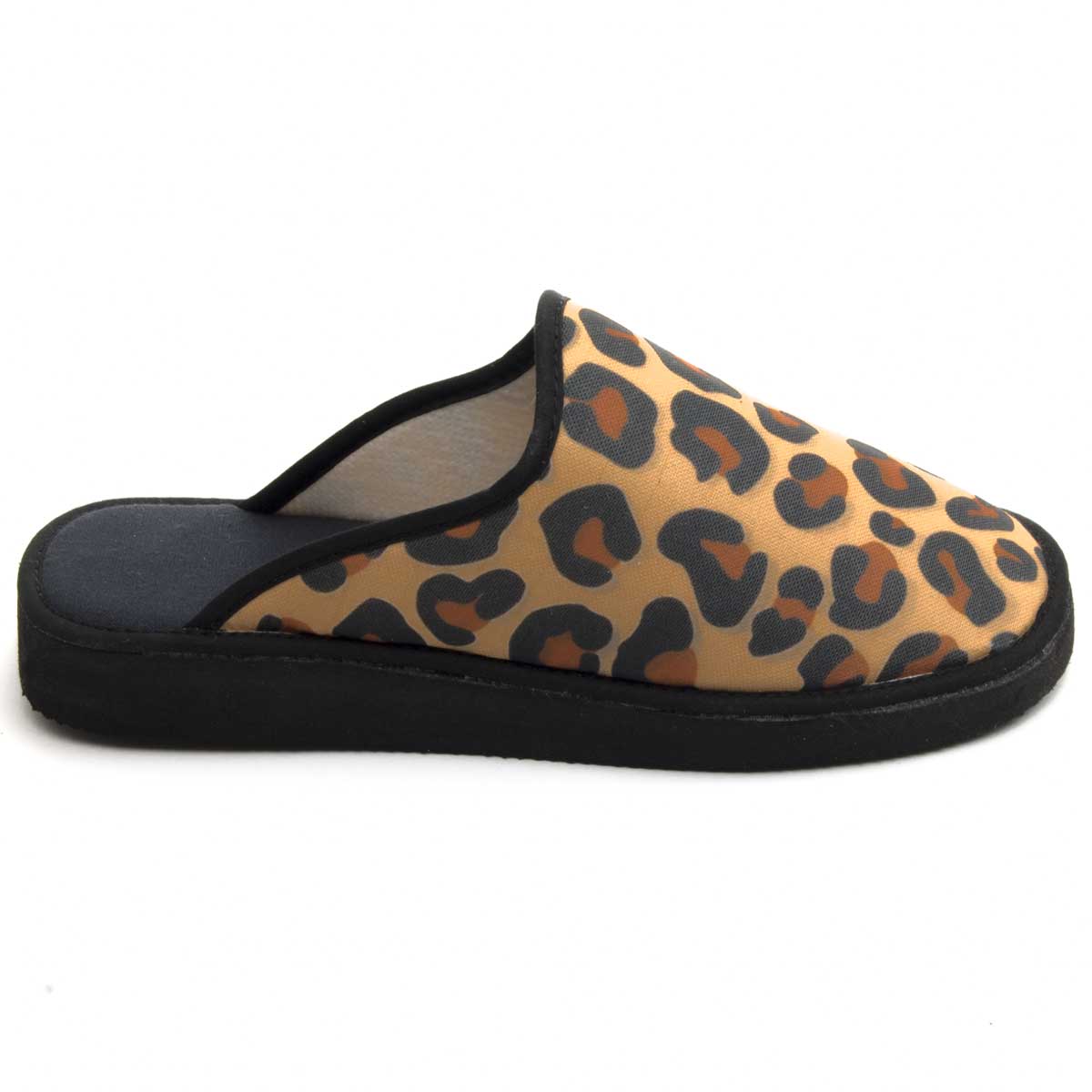 Hausschuhe mit Leopardenmuster, offene Ferse
