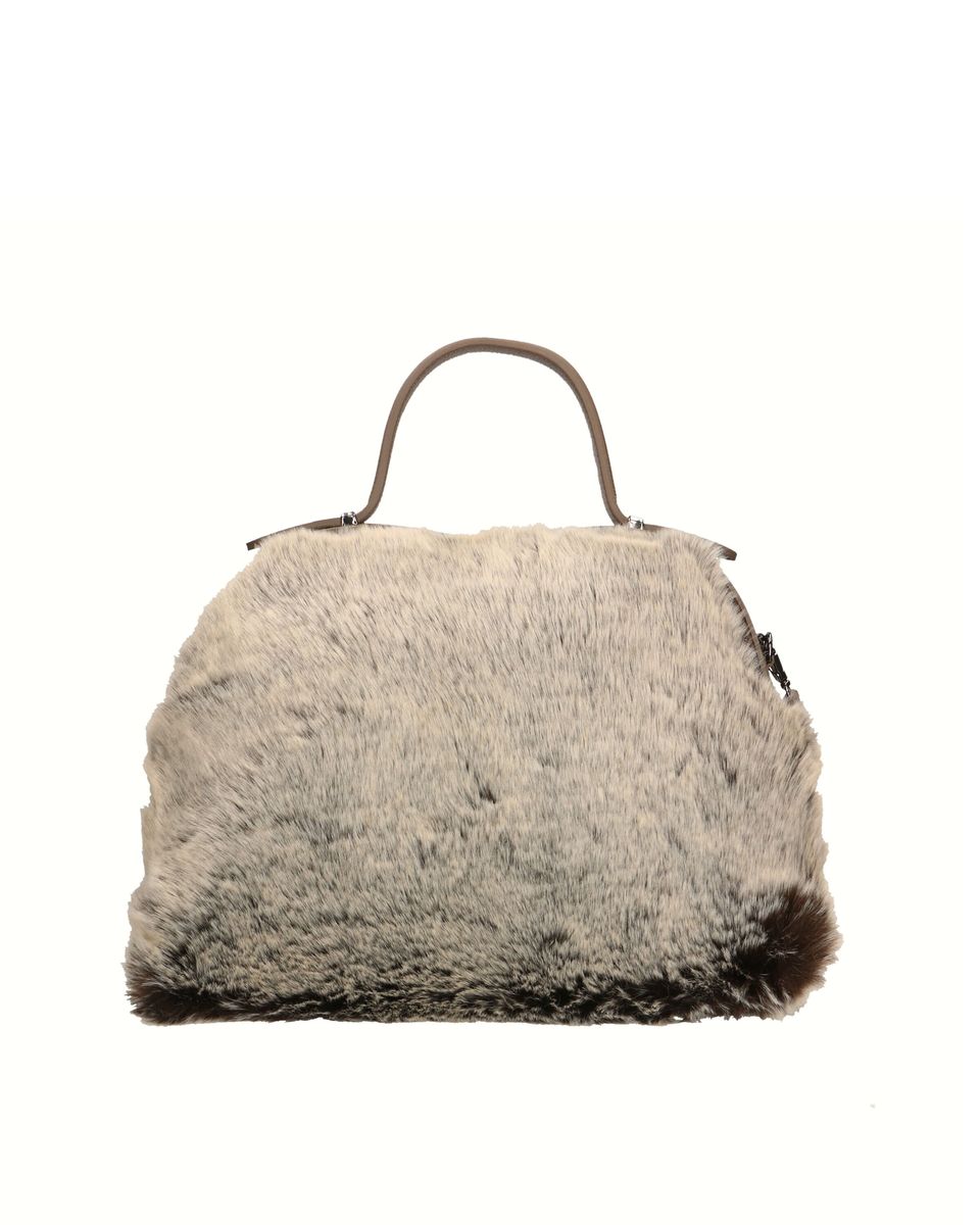 Henkeltasche mit Kunstfell-Besatz