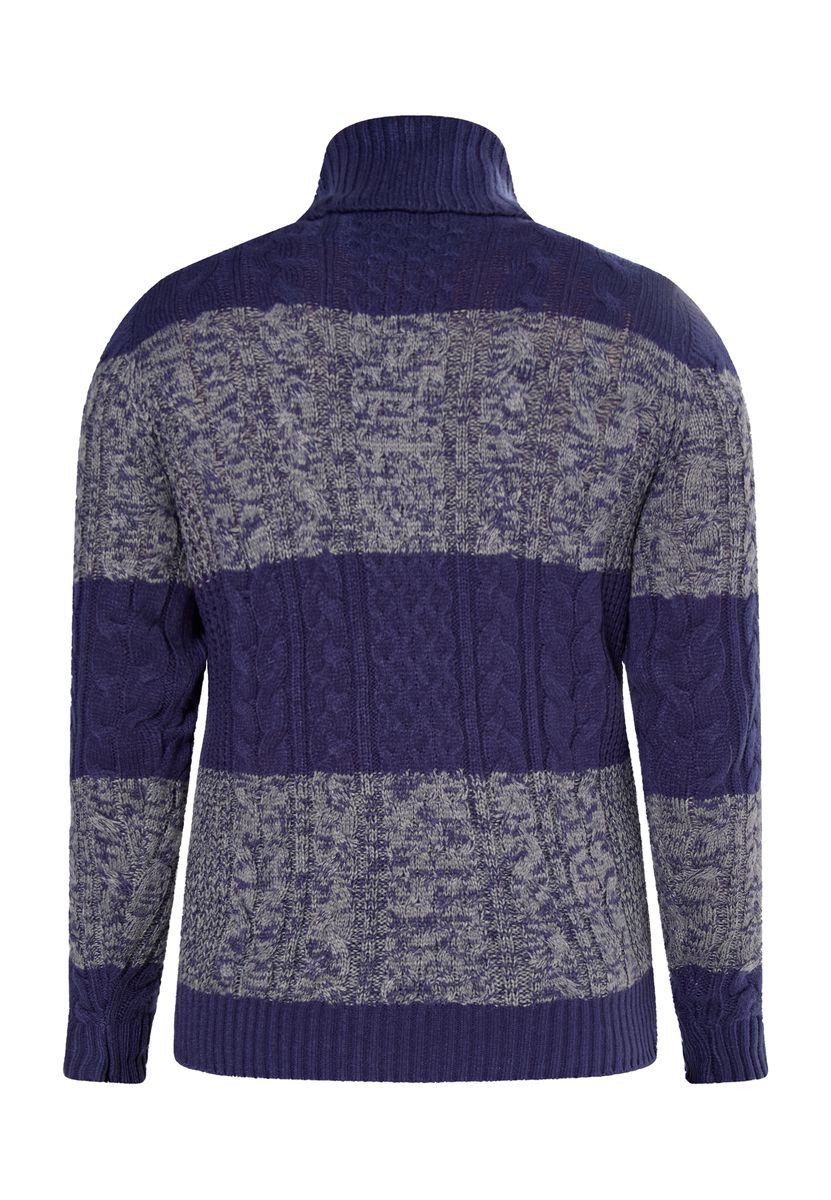 Gestreifter Rollkragenpullover mit Zopfstrick