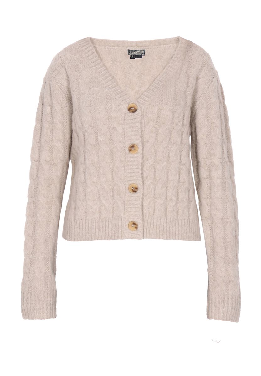 Strickjacke mit Zopfmuster, verkürzt