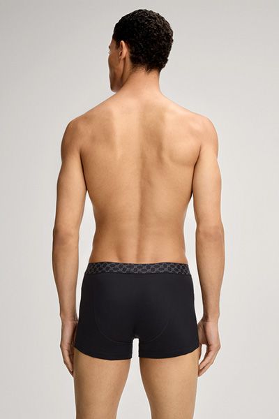 Boxershorts Dreierpack Schwarz Grau Rot Baumwollstretch Logo-Bund