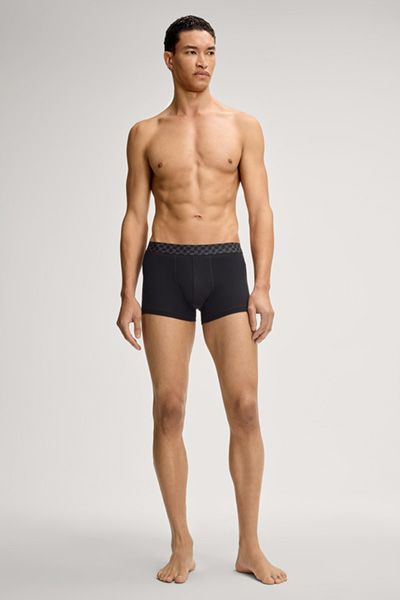 Boxershorts Dreierpack Schwarz Grau Rot Baumwollstretch Logo-Bund