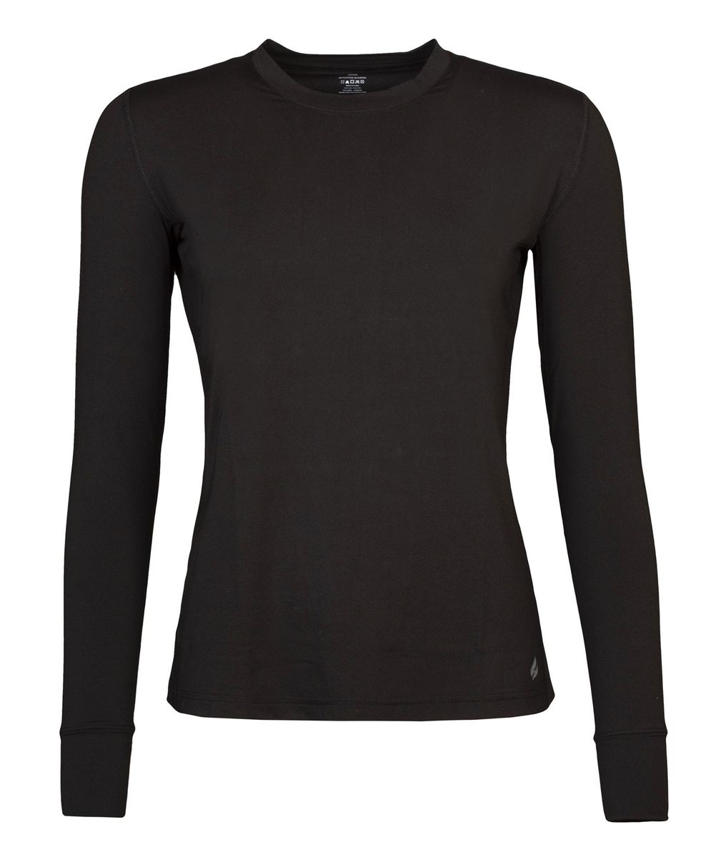 Ladies Thermal T Shirt | Wärmehalter | Winter Long Sleeve T Shirt | Baselayer Top für Frauen - Schwarz