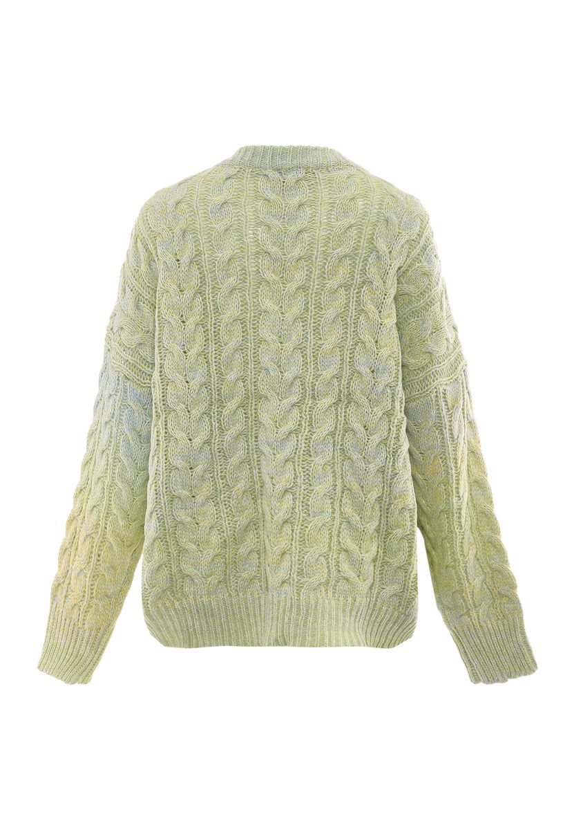 Zopfstrick-Pullover in Ombré-Optik