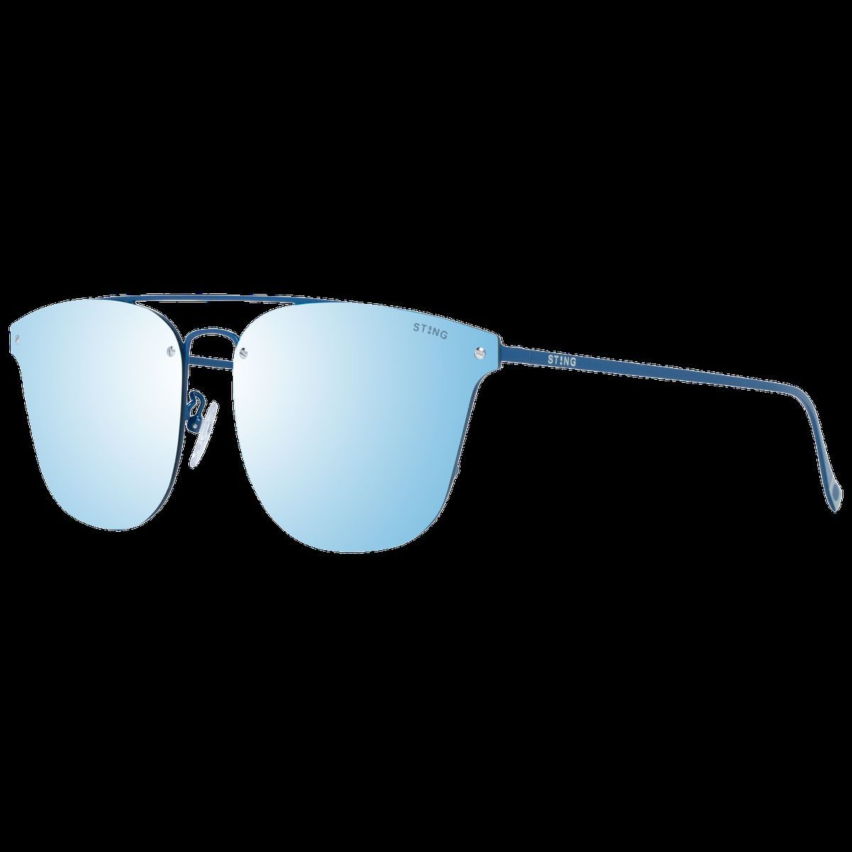 Blaue Metall-Pilotenbrille mit verspiegelten Gläsern