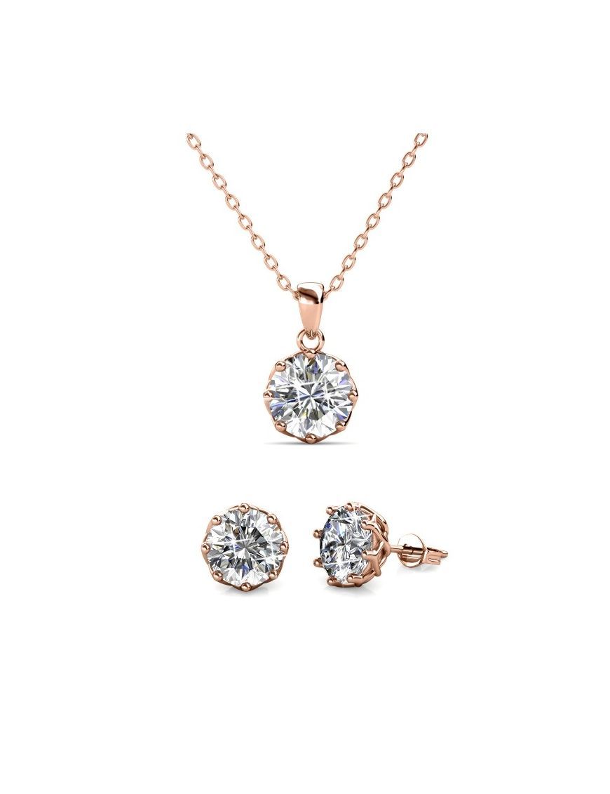 Elegantes Kristall-Schmuckset in Roségold
