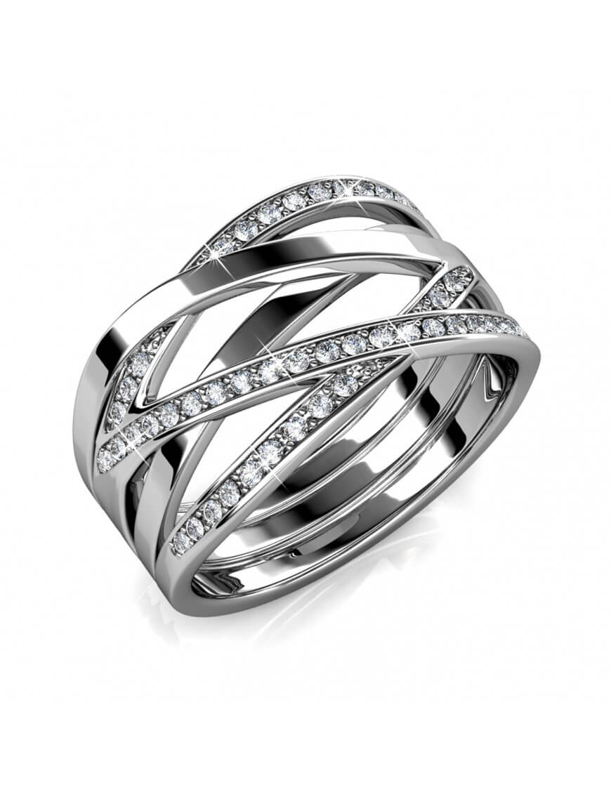 Kristall Statement Ring im Kreuzdesign