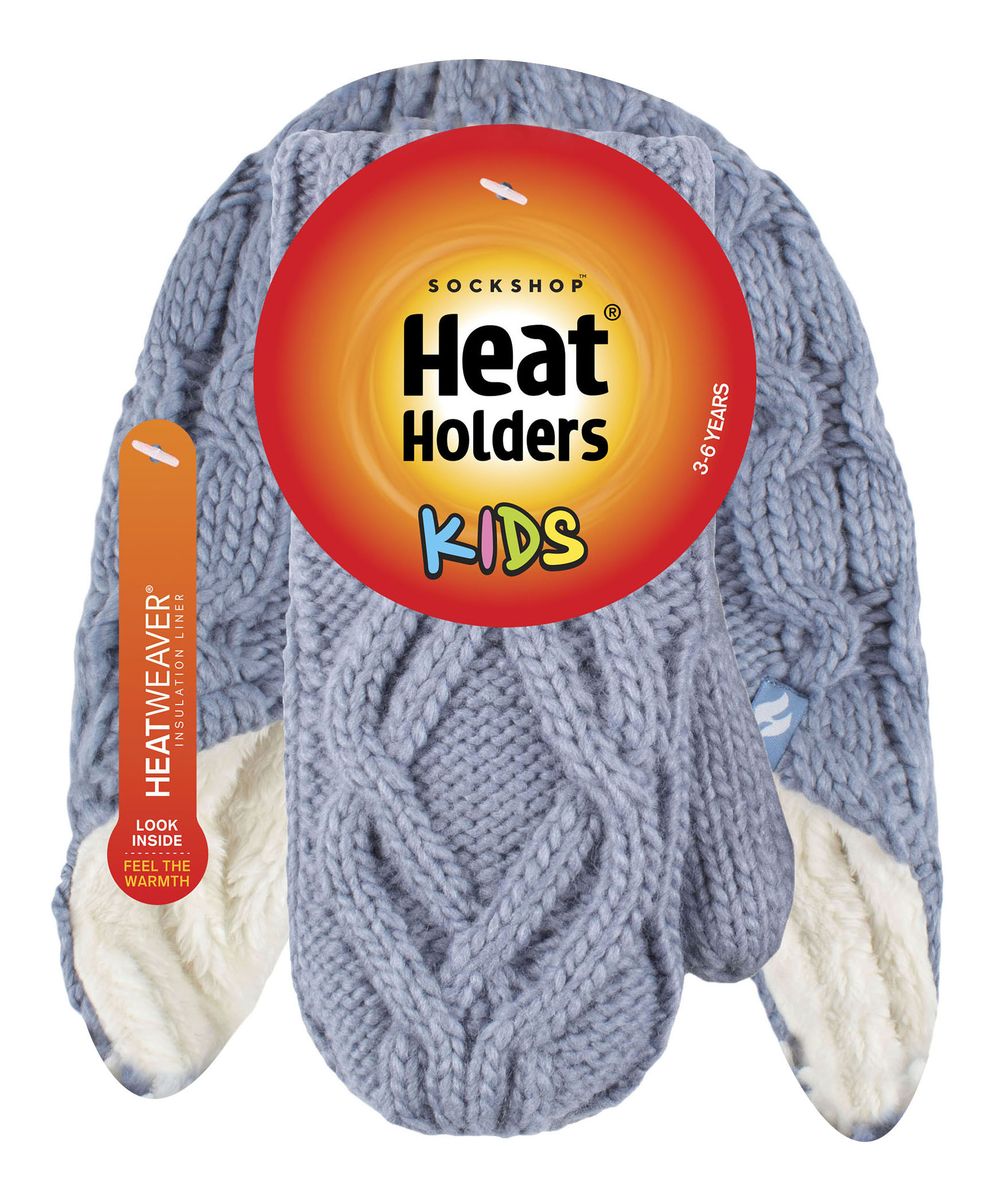 Wärmehalter - Mädchen Majestic Soft Cosy Kabel gestrickt Design Bobble Trapper Hut und Handschuhe Handschuhe Set - Dusty Blue