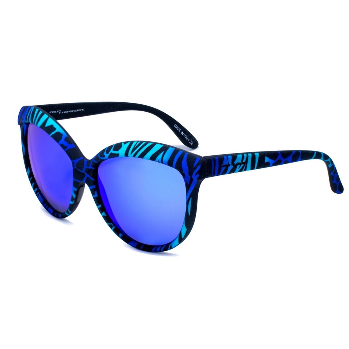 Sonnenbrille mit auffälligem Muster und Katzenaugen-Form