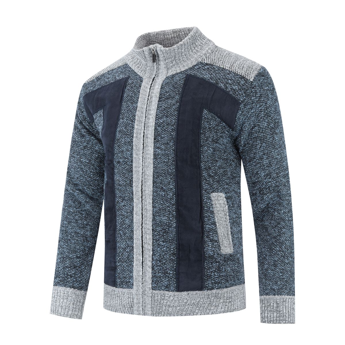 Strickjacke mit Stehkragen und Reißverschluss