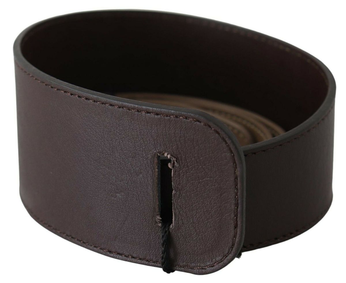 GF Ferre Ceinture large en cuir véritable marron avec logo pour femme
