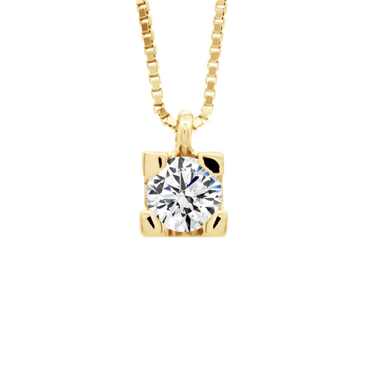 Elegante Diamant Solitär Anhänger Halskette