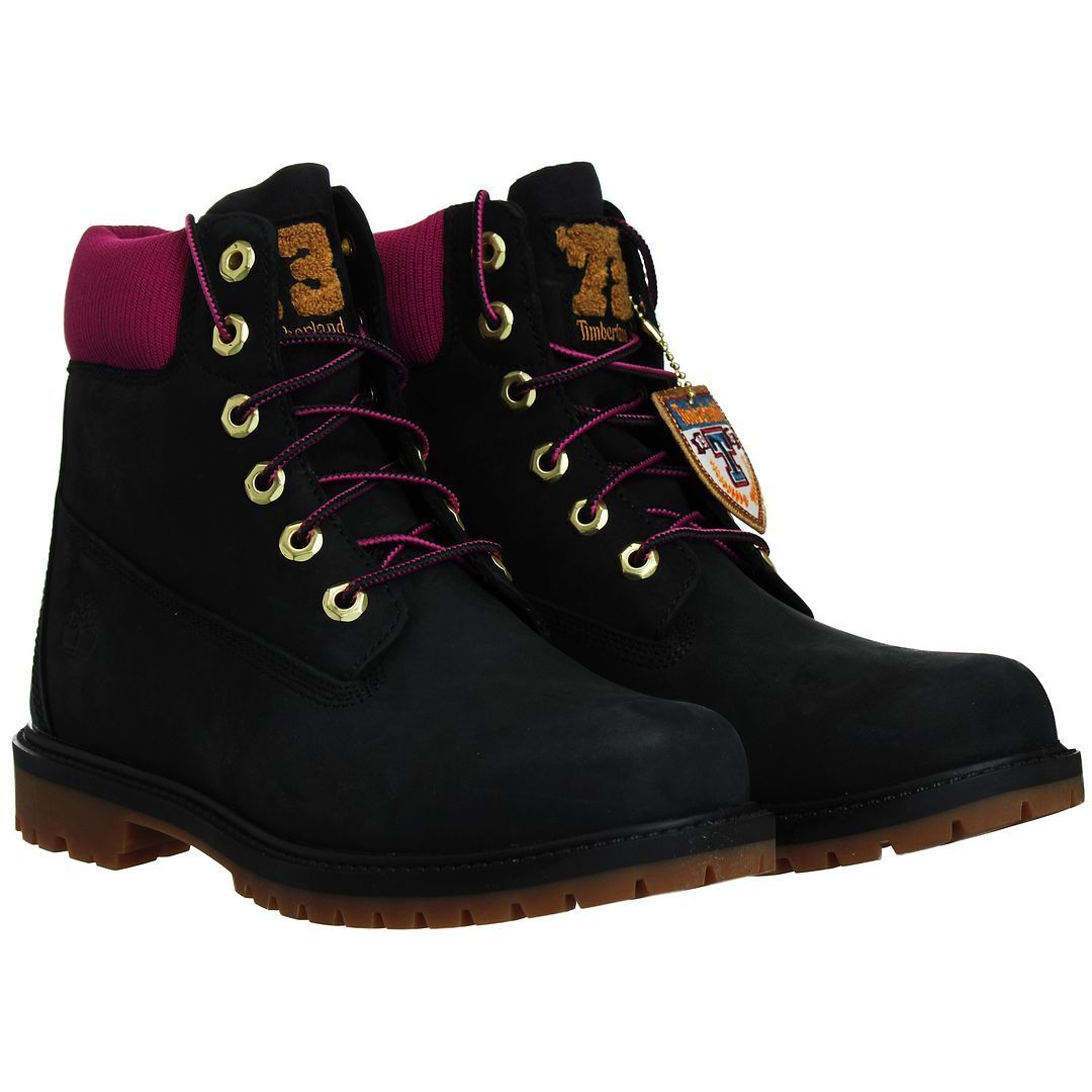 6-Zoll Lederstiefel mit Kontrastdetails