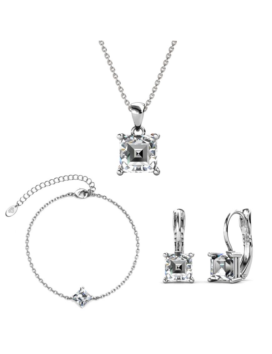 Elegantes quadratisches Kristall Schmuckset