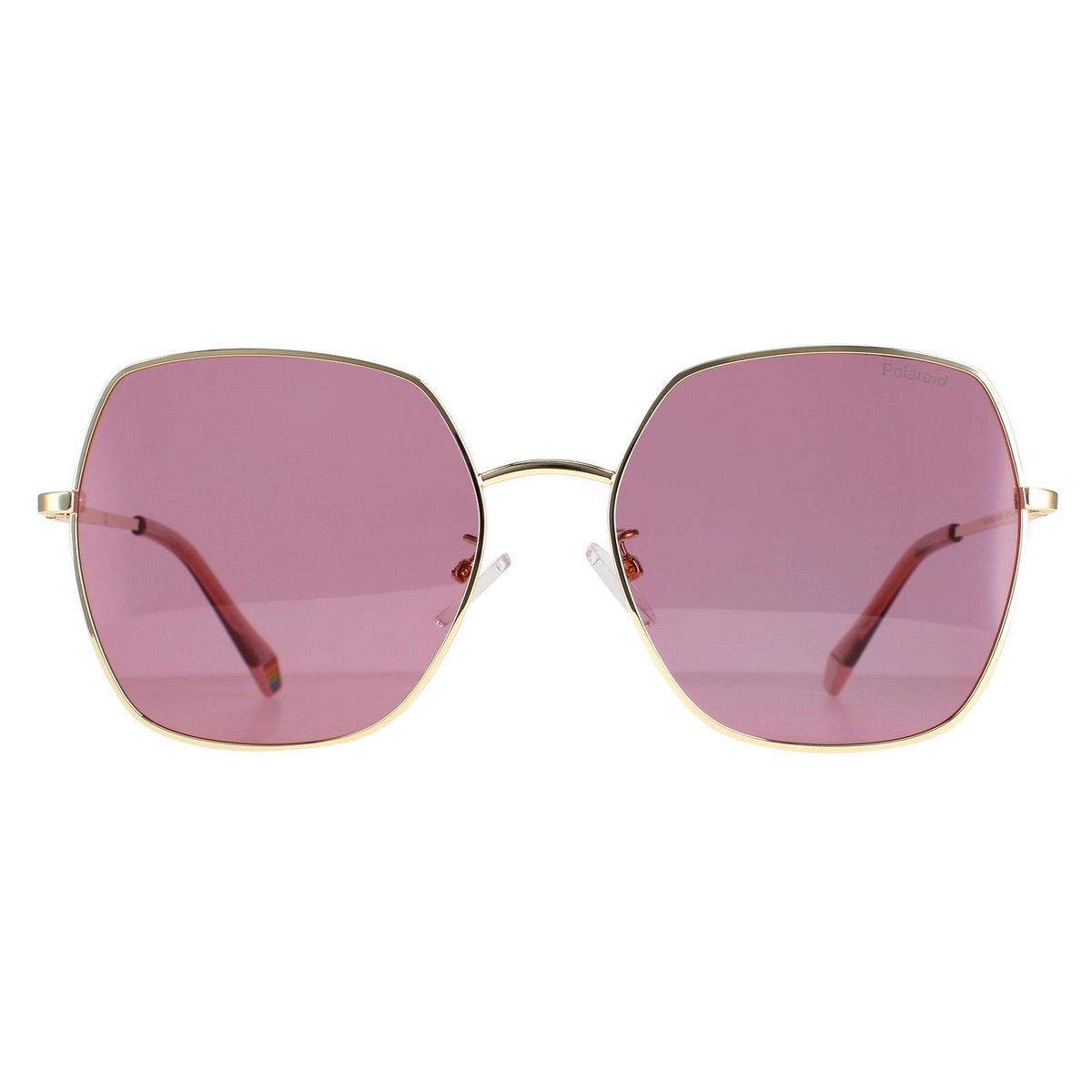 Achteckige Sonnenbrille mit pink polarisierten Gläsern