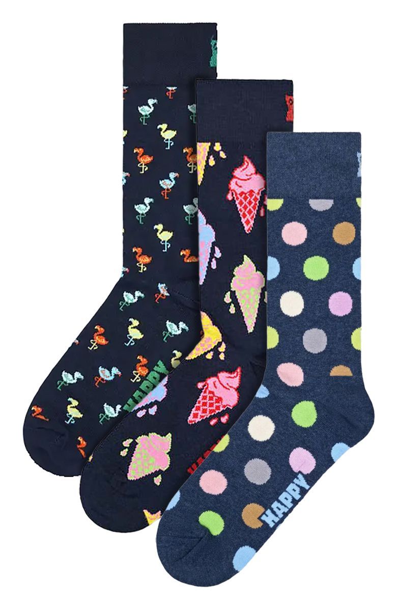 3er-Pack Unisex Socken-Set mit schickem Design - Marineblau