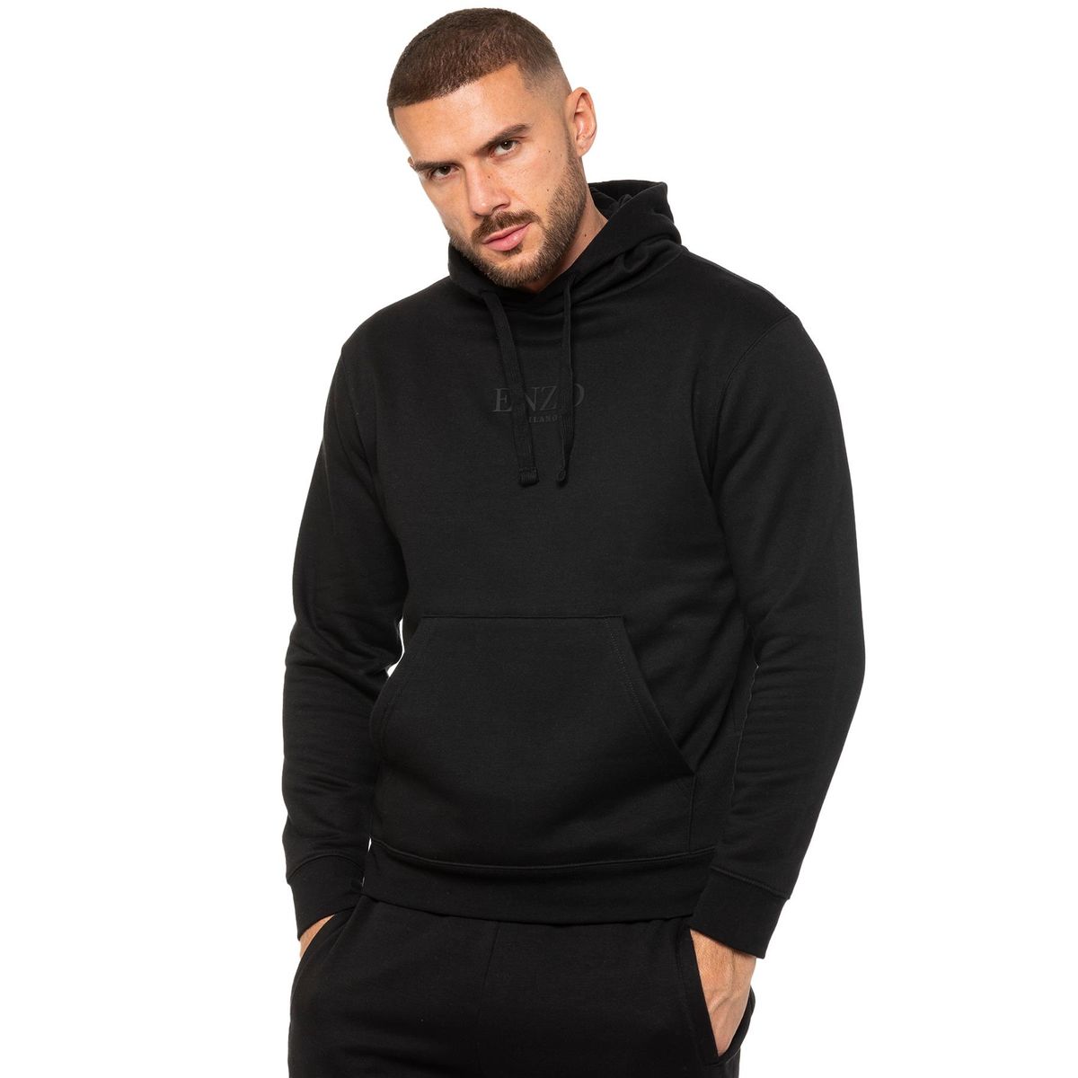 Herren Schwarzer Kapuzenpullover