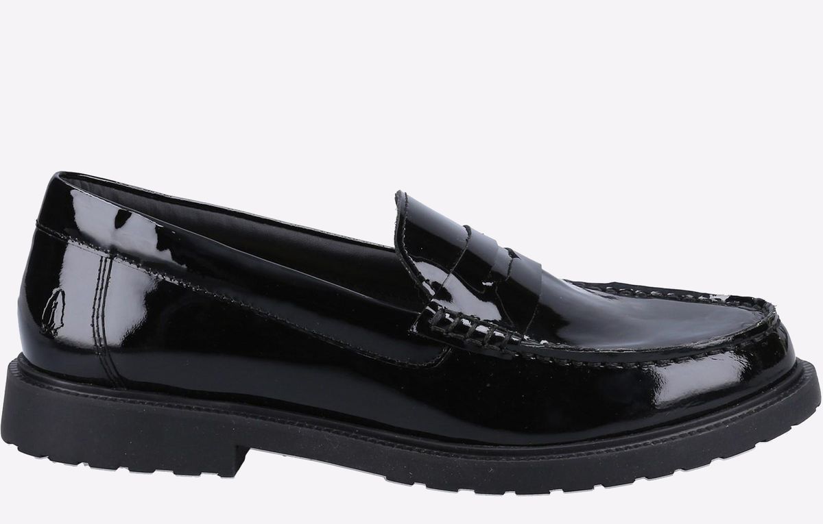 Hush Puppies Verity Slip On Leder-Damen-Patent-Loafer In Schwarz