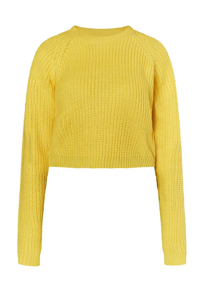 Kurzer gerippter Strickpullover