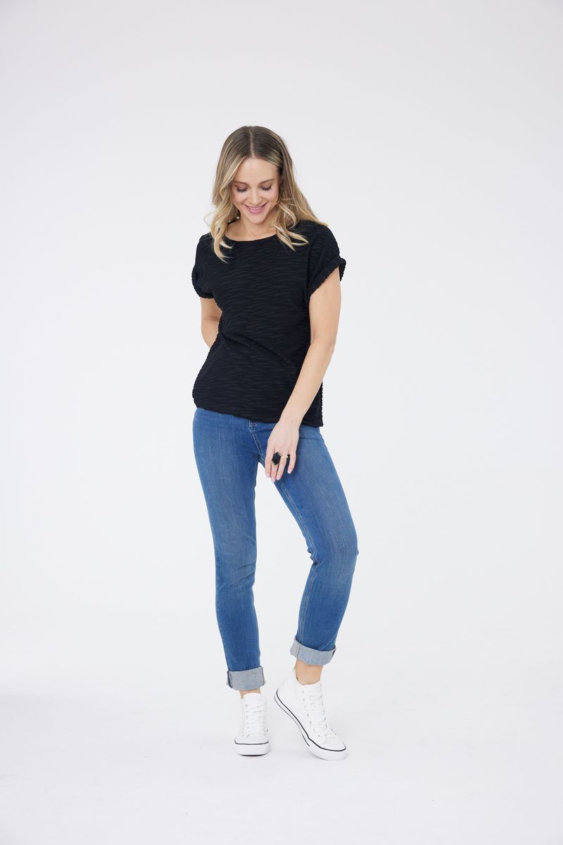 Strukturiertes Kurzarm T-Shirt