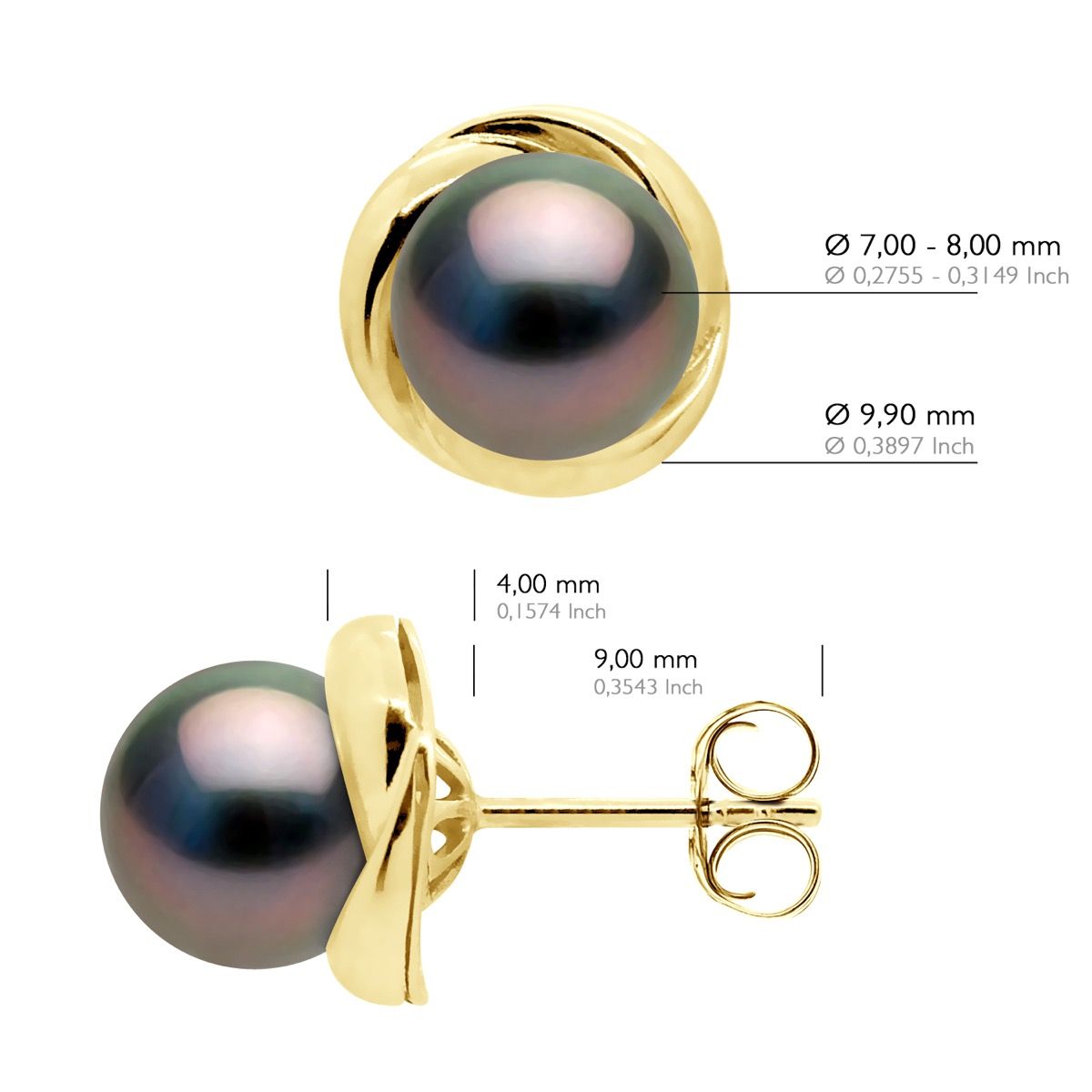 Elegante Perlenstecker mit Goldwirbel