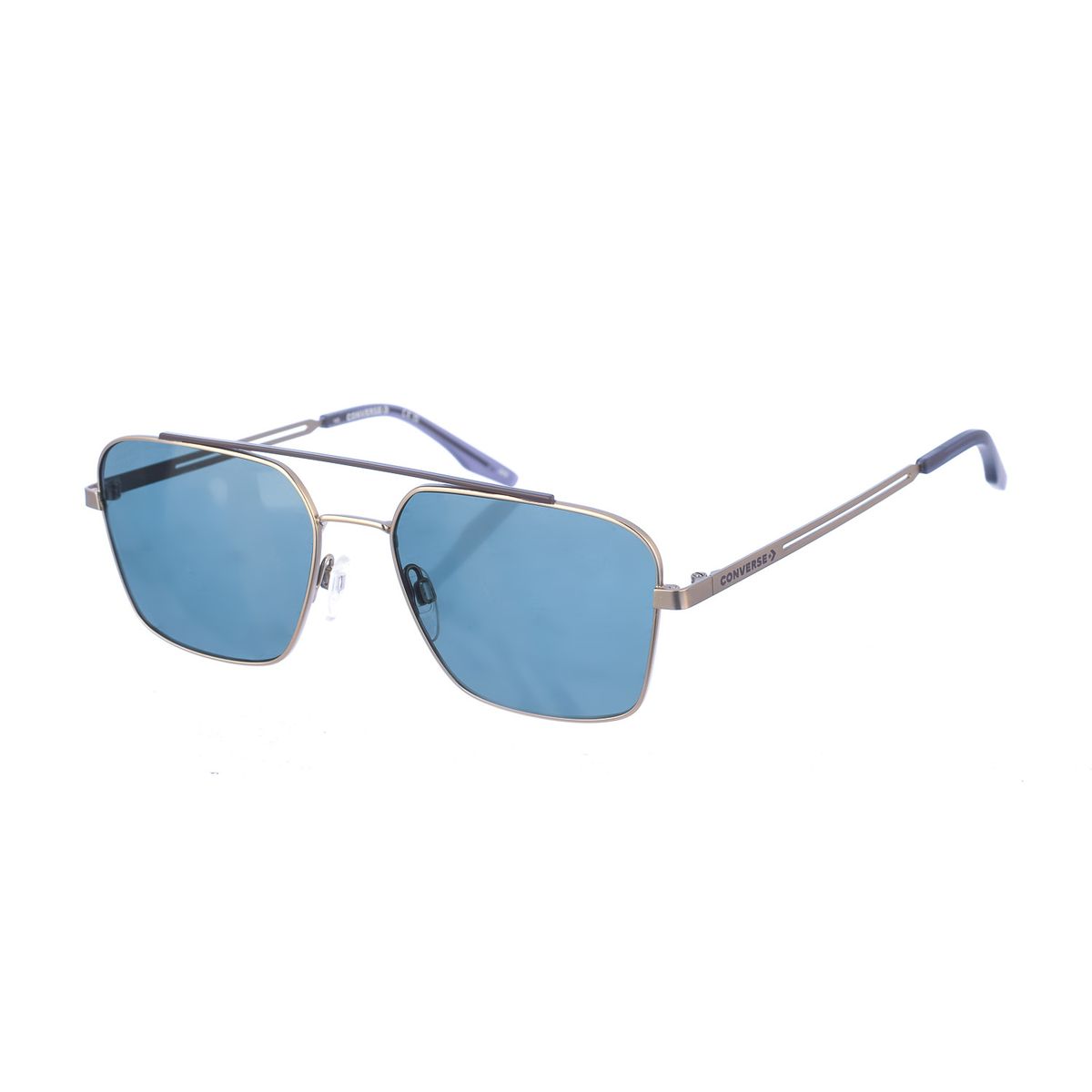Rechteckige Metall-Sonnenbrille mit Doppelsteg