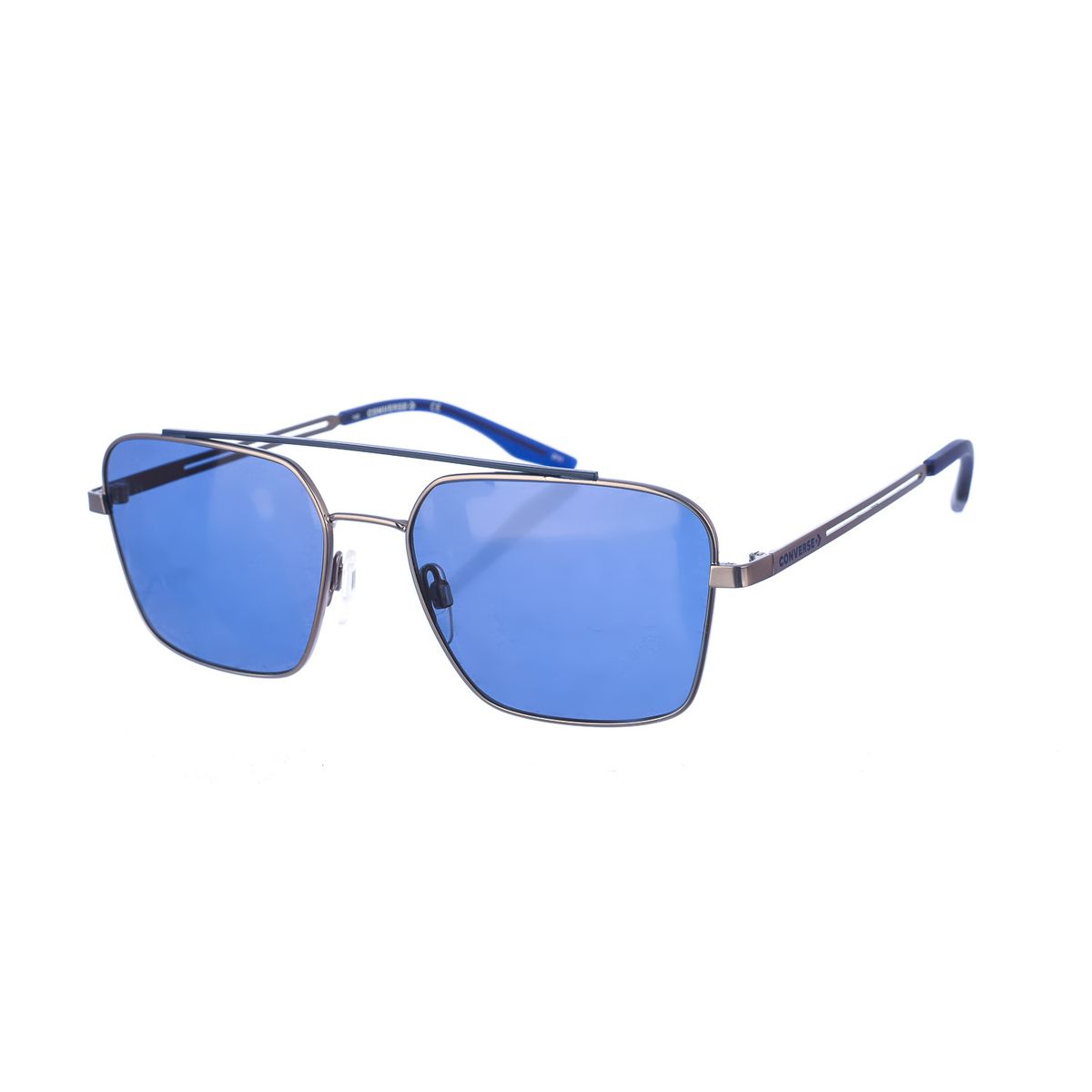 Rechteckige Metall-Sonnenbrille mit Doppelsteg