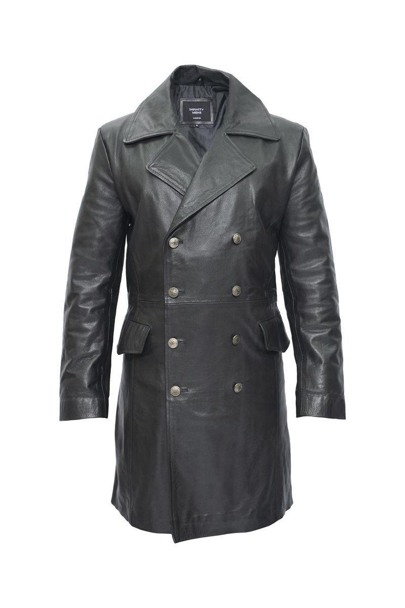 Doppelreihiger Leder-Trenchcoat