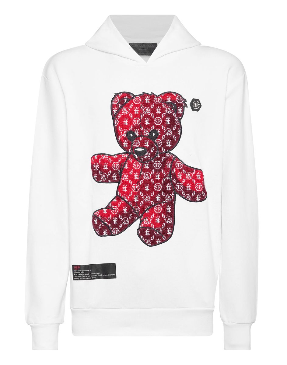 Fleece-Hoodie mit besticktem Teddybär