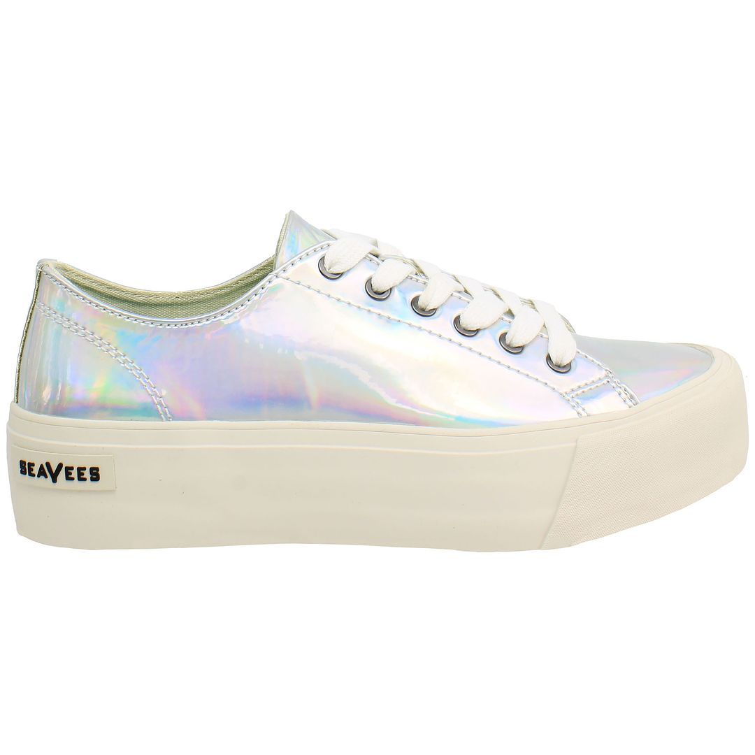Irisierende Schnürsneakers mit Plateausohle